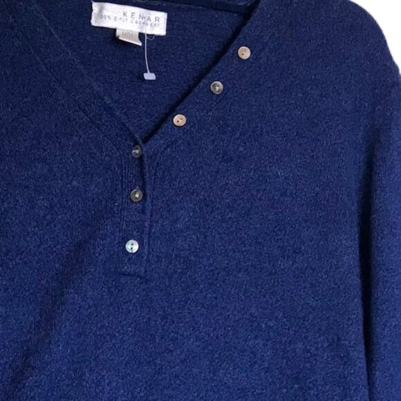 Kenar NEW Cashmere 2-ply Sweater Knit Henley Buttons Top Soft Cozy VNeck Tunic M - Picture 10 of 13